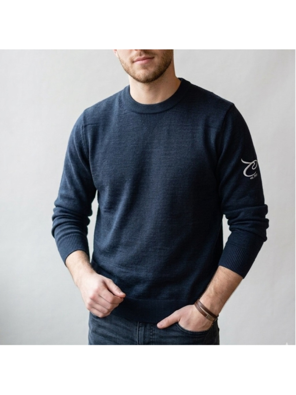 Reigning Champ Dark Blue Crewneck Cotton Sweater Size L